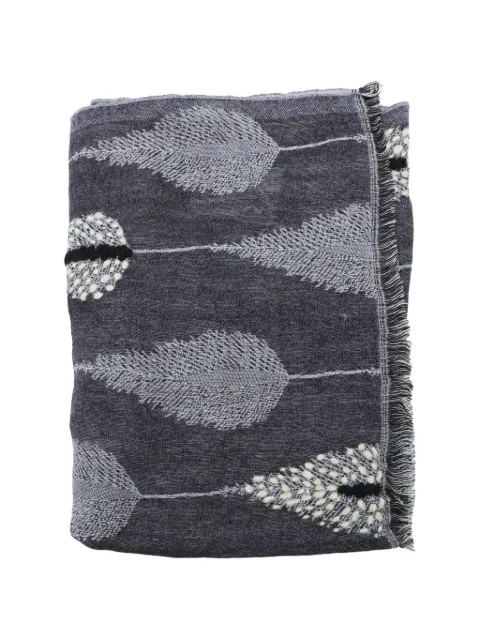 Altea feather-print frayed scarf