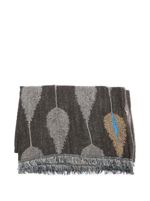 Altea feather-pattern fringed scarf