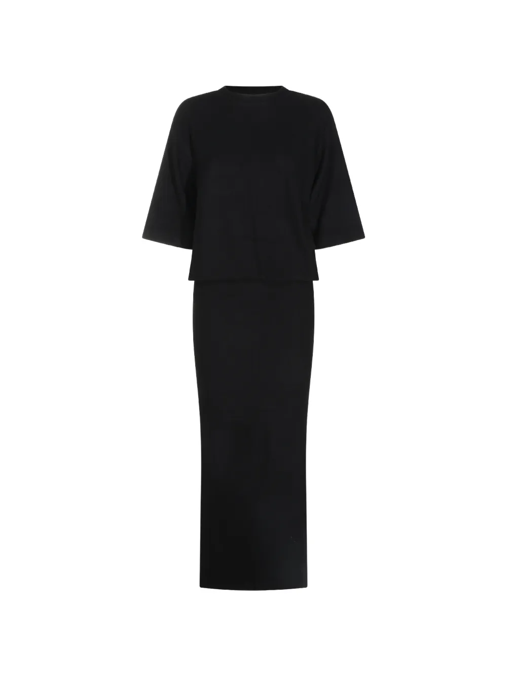 Thom Krom Layered-effect Short-sleeve Maxi Dress In 블랙