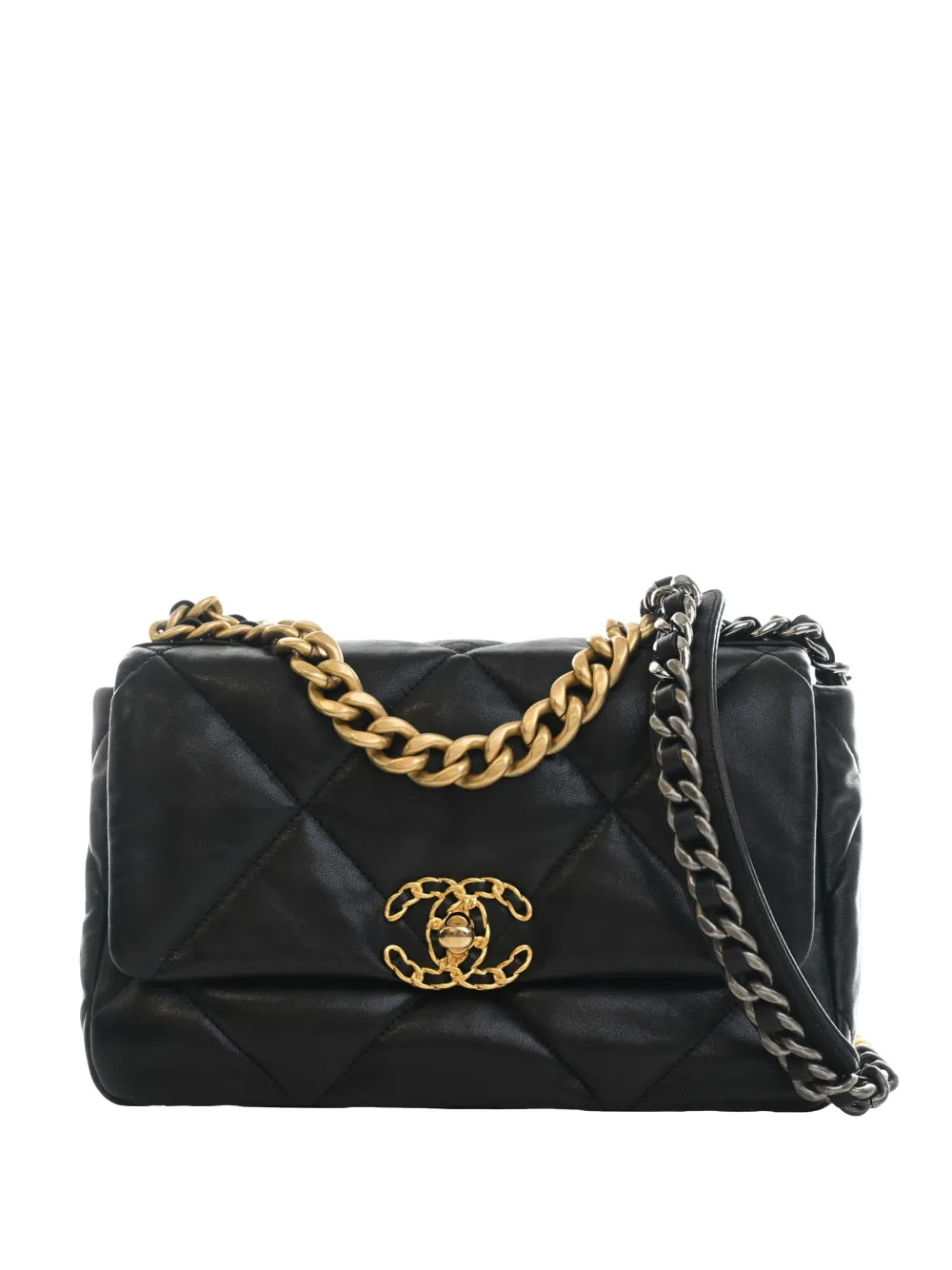 CHANEL Pre-Owned 2019 Medium Lambskin 19 Flap satchel - Nero