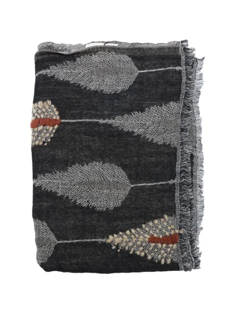 Altea feather-pattern frayed scarf