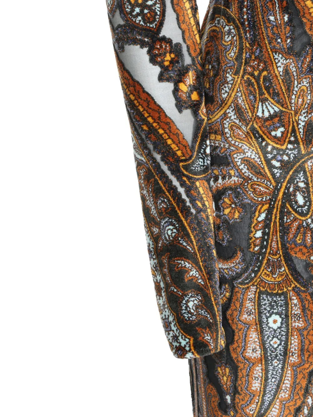 ETRO Midi-jurk met hoge hals en paisley-print Zwart