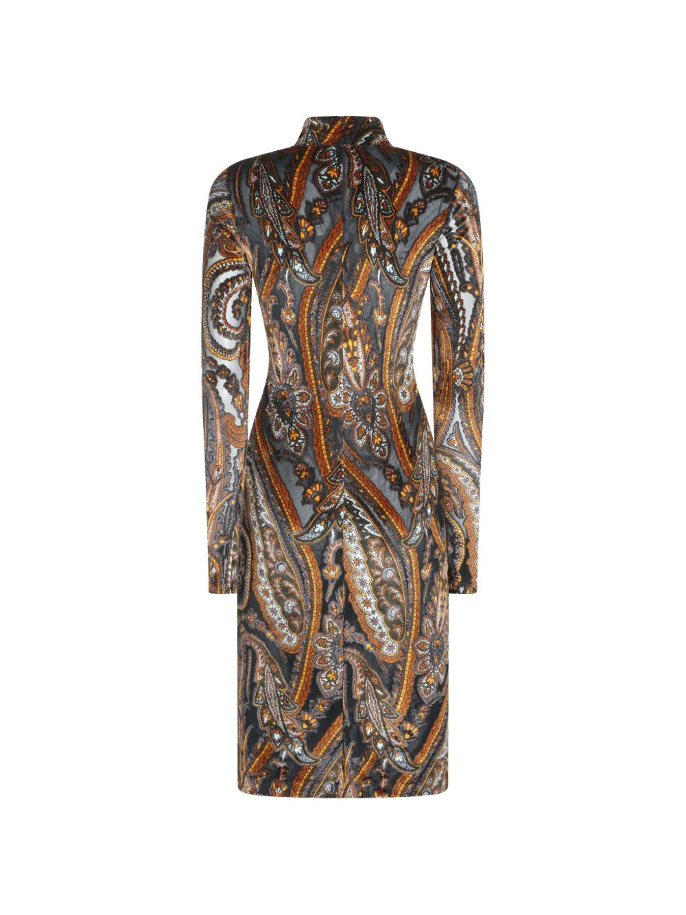 ETRO Midi-jurk met hoge hals en paisley-print Zwart
