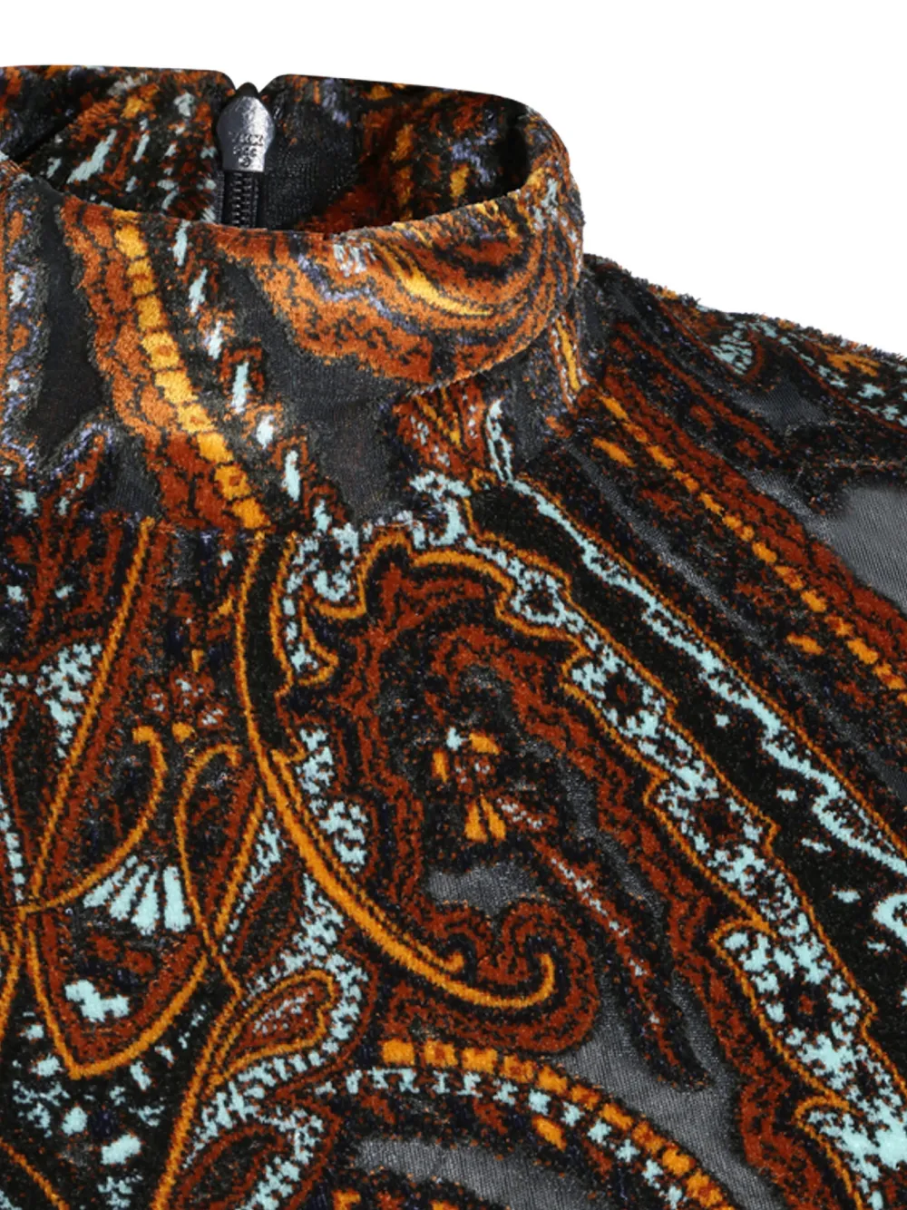 ETRO Midi-jurk met hoge hals en paisley-print Zwart