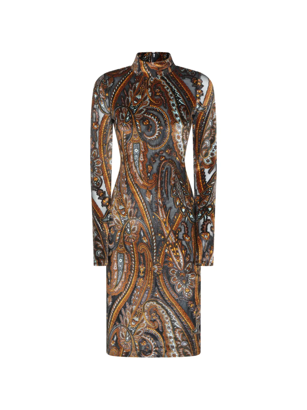 Etro Paisley-print High-neck Midi Dress In Black