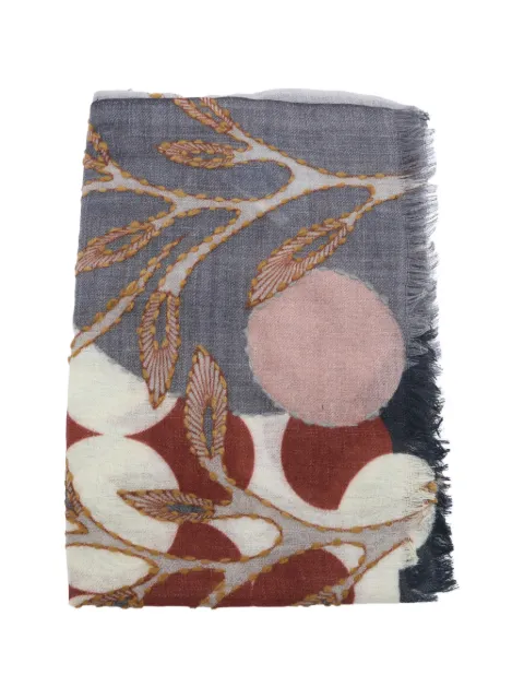 Altea embroidered floral-print scarf