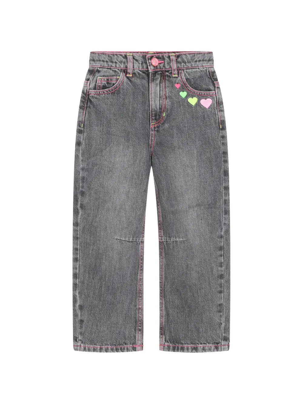 Billieblush heart-embroidered contrast-stitch jeans - Grigio