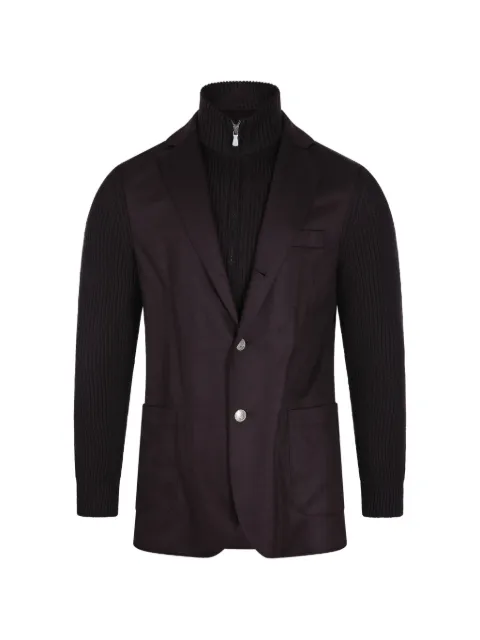 Eleventy layered-style rib-knit jacket