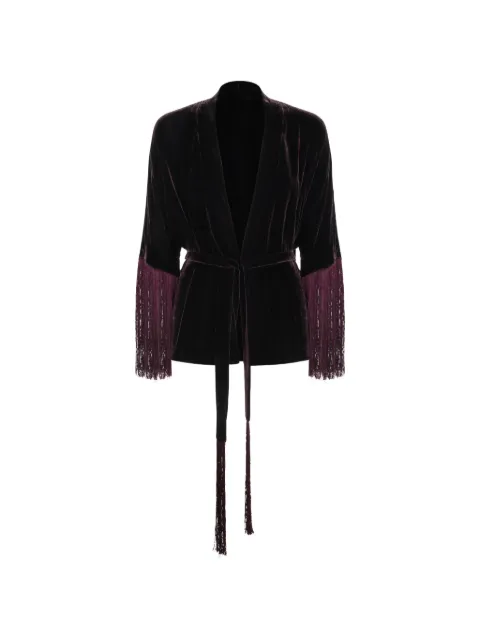 Antonelli fringe-trimmed velvet coat