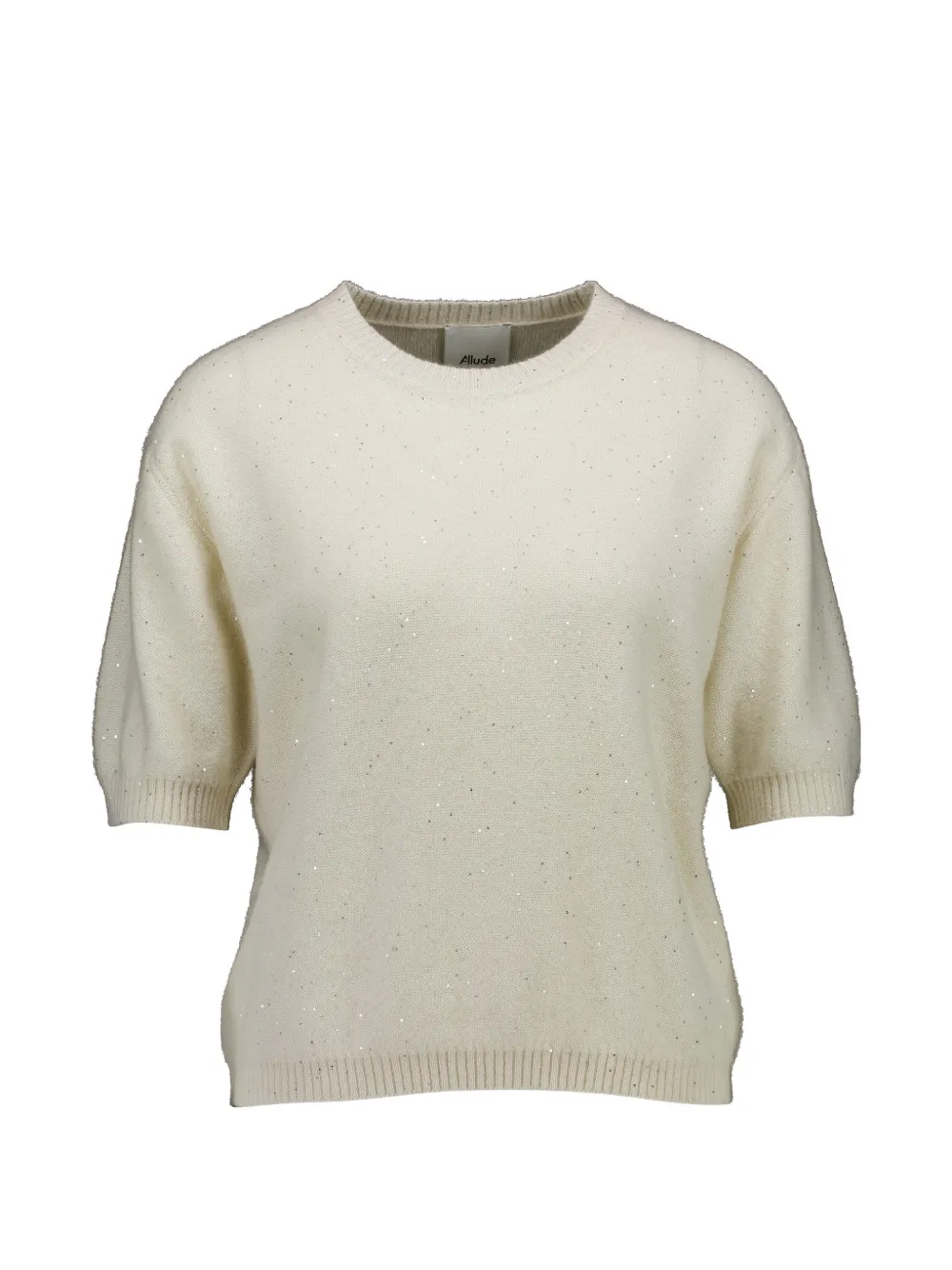 Allude sequin-embellished short-sleeve sweater - Weiß