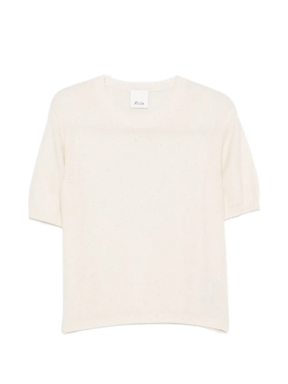 Allude sequin-embellished short-sleeve sweater - Weiß