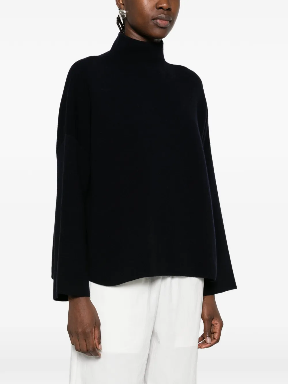 Allude Trui met opstaande kraag en verlaagde schouders Blauw