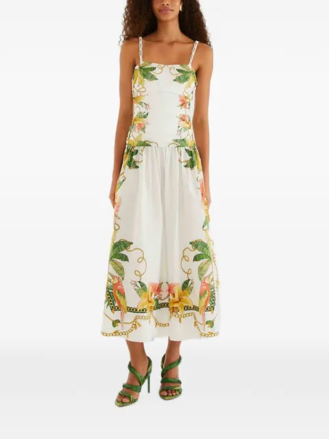 FARM Rio tropical-print spaghetti-strap midi dress