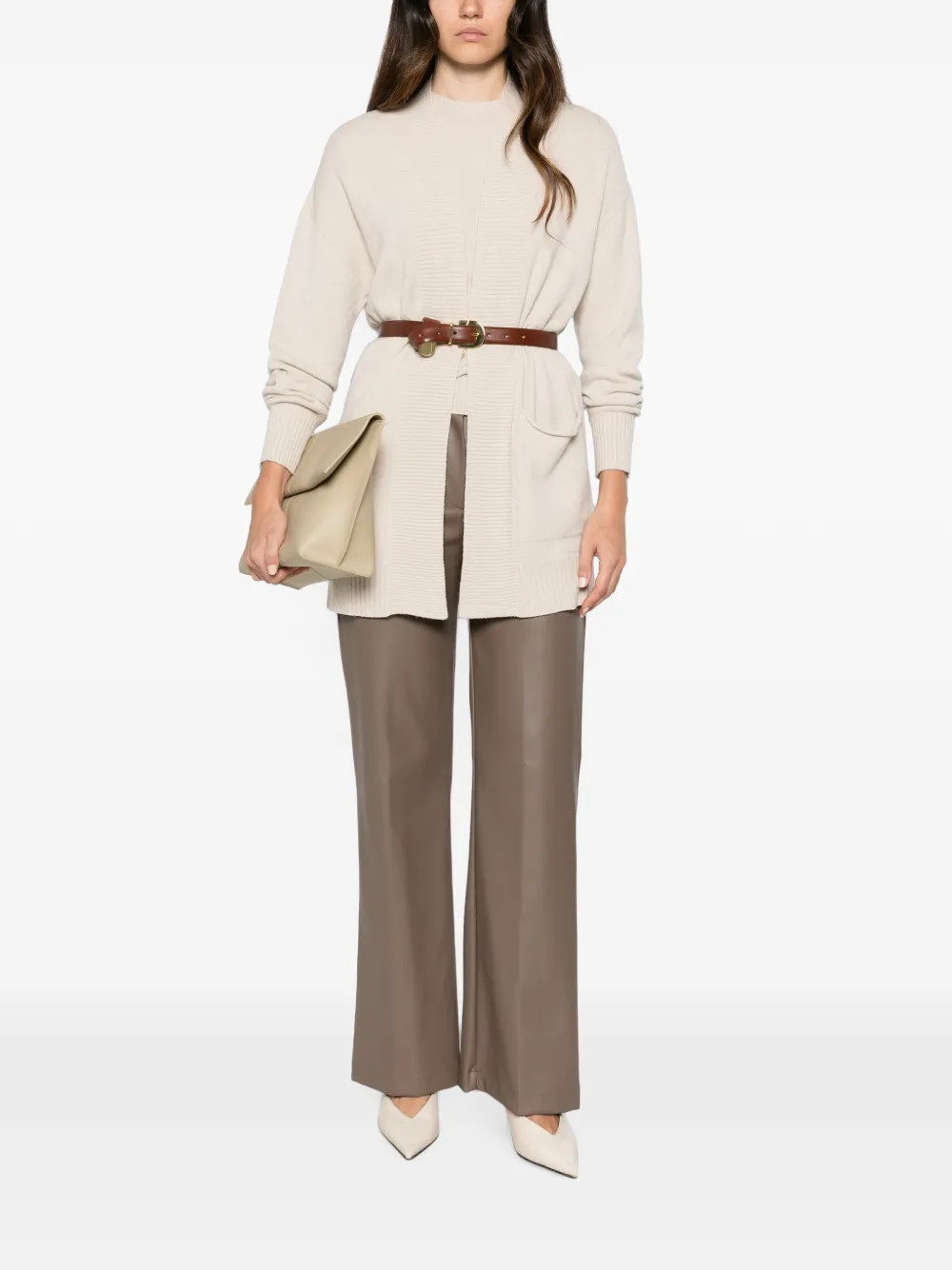 VELA SHOP ribbed-trim open-front cardigan