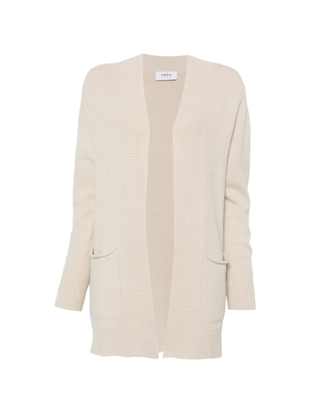 VELA SHOP ribbed-trim open-front cardigan