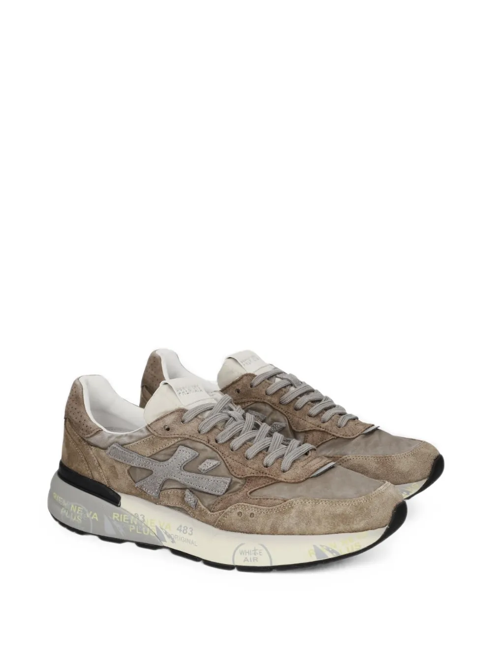 Premiata Mick 0.1 suede-panel low-top sneakers Bruin