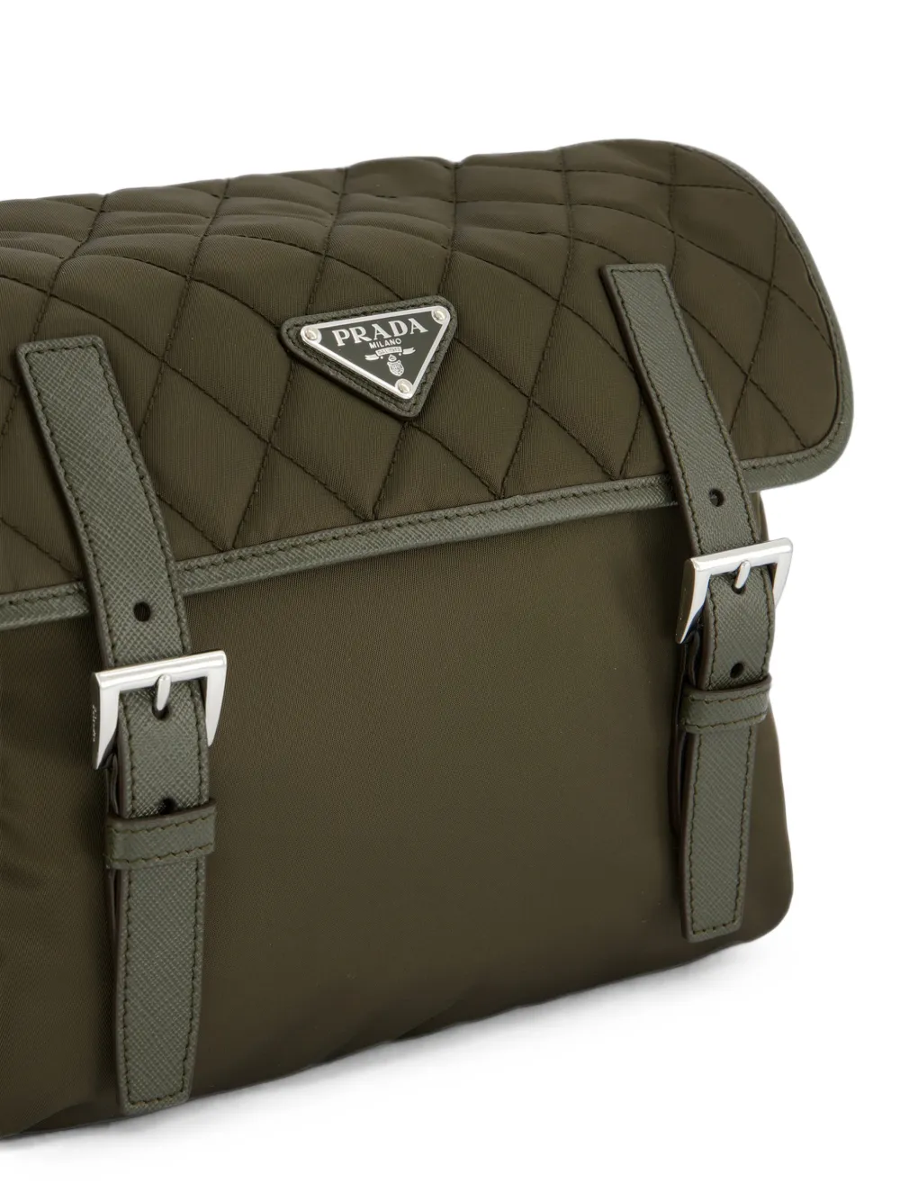 Prada Grote Re-Nylon gewatteerde schoudertas met Saffiano afwerking Groen