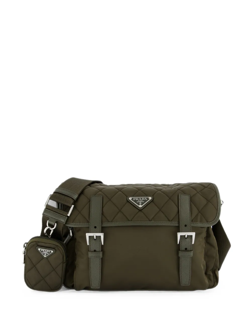 Prada large quilted Re-Nylon shoulder bag with Saffiano trim - Verde