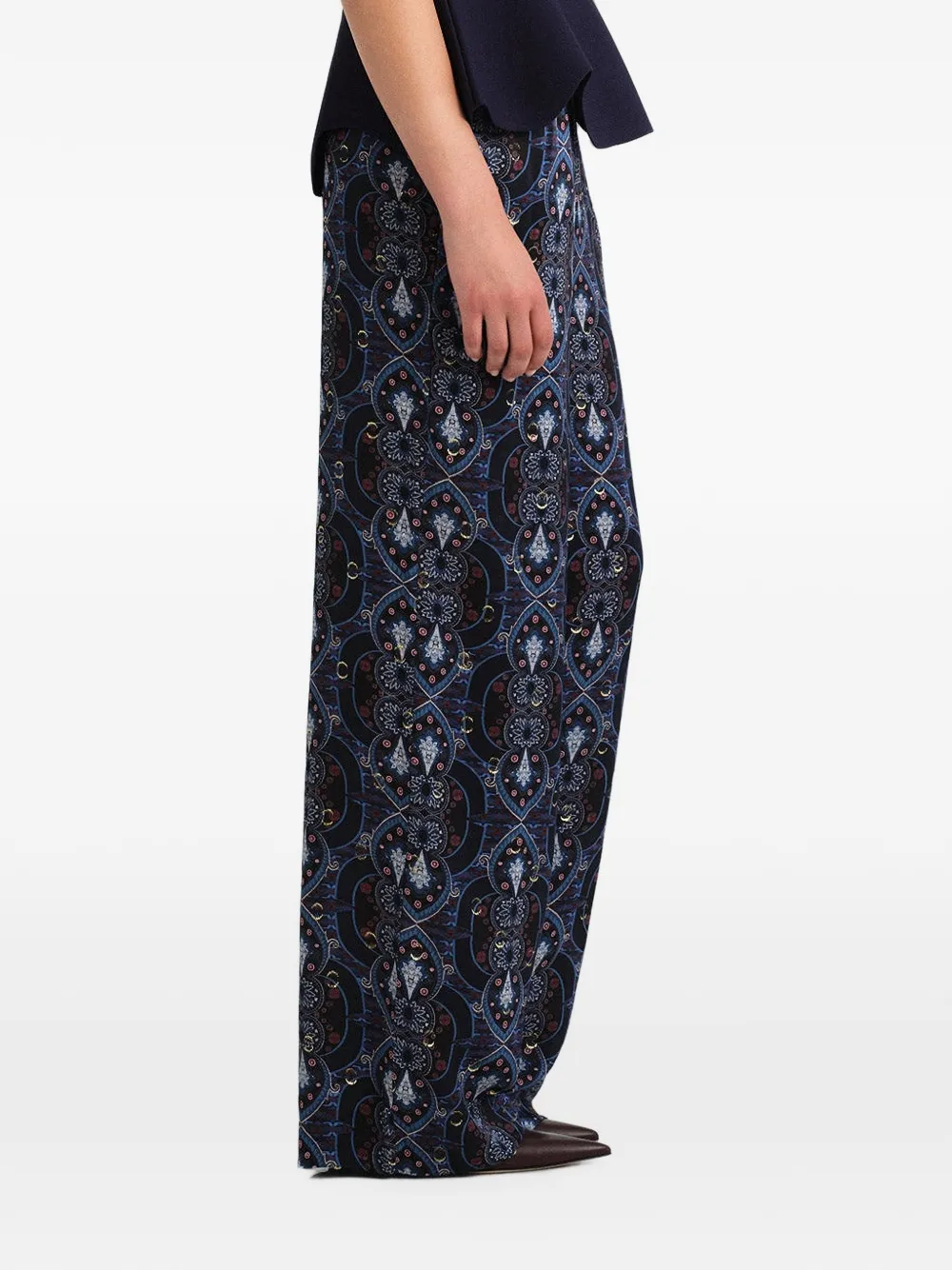 Cara Girona broek met metallic print Blauw