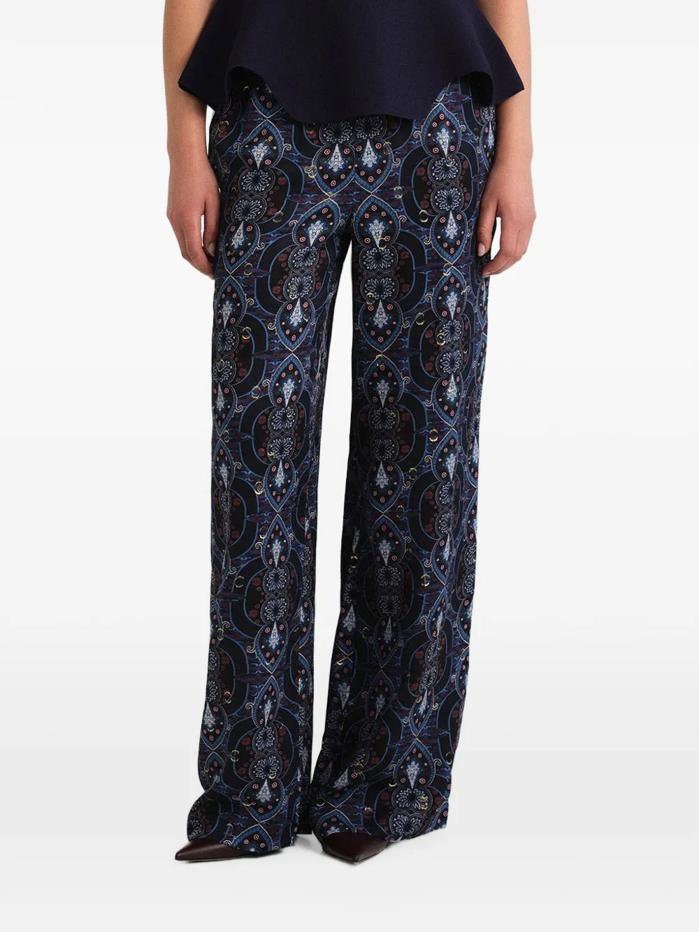 Cara Girona broek met metallic print Blauw