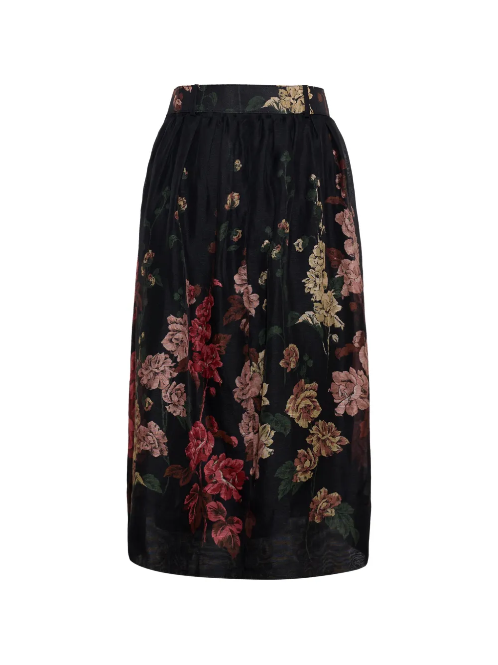 Cara Alba midi-rok met bloemenprint Zwart