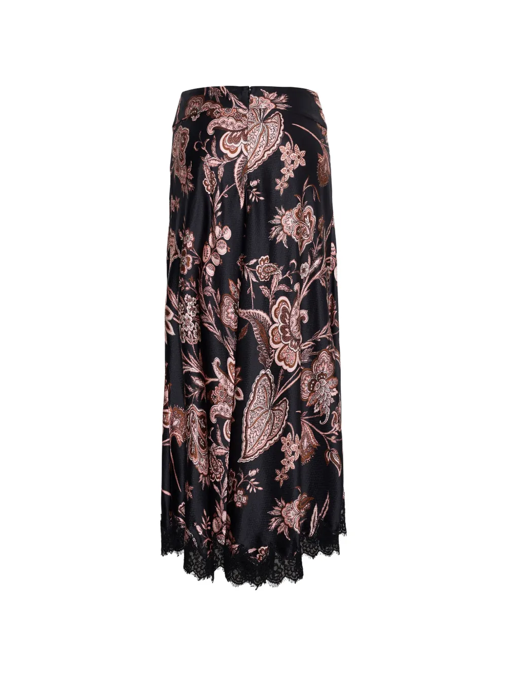 Cara Lou maxi-rok met bloemenprint en kanten afwerking Zwart