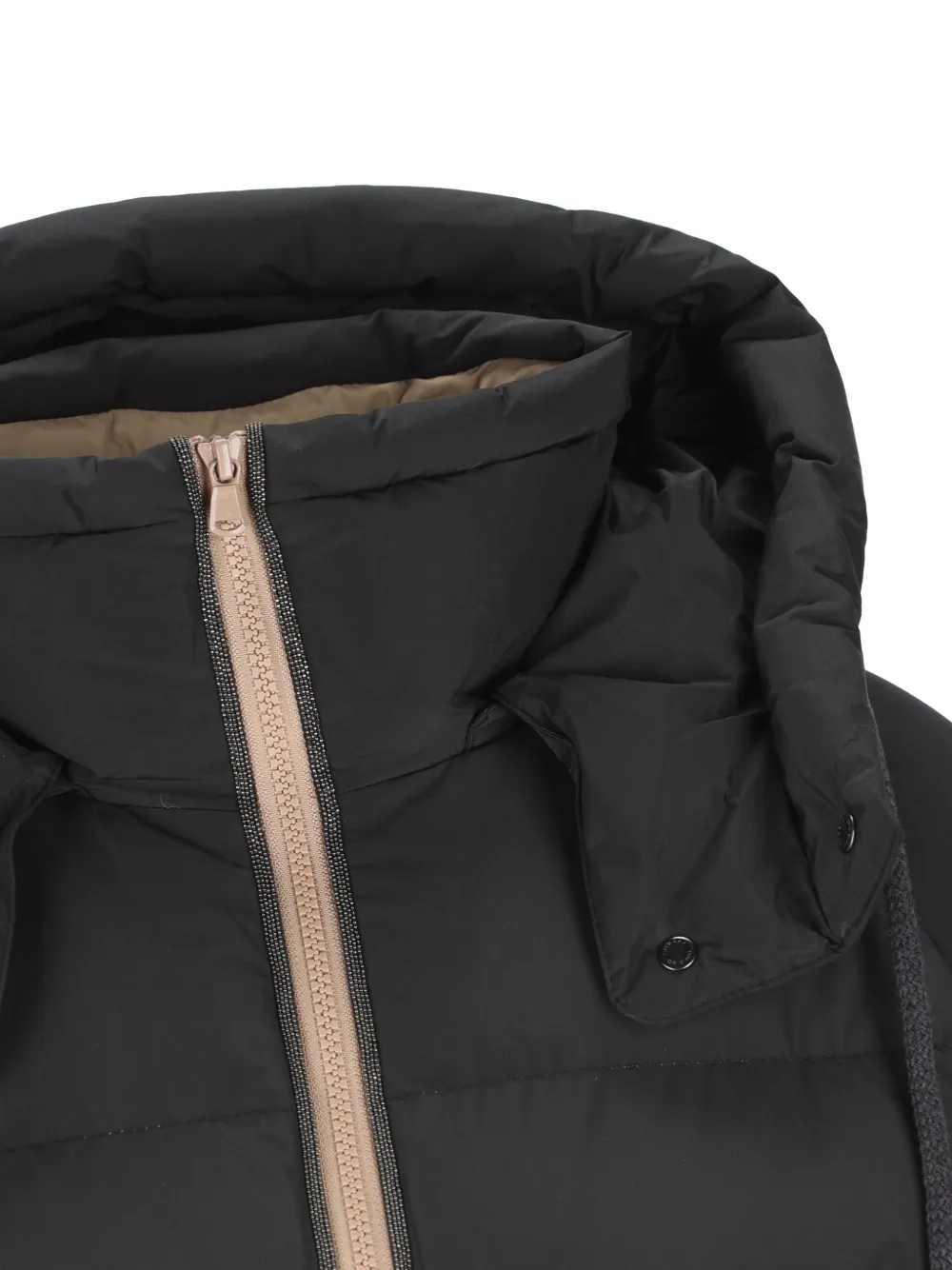 Brunello Cucinelli Gewatteerd jack met Monili-afwerking Zwart
