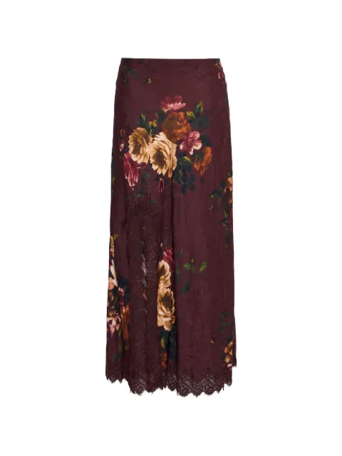 Cara Cara Lou lace-trim floral-print midi skirt