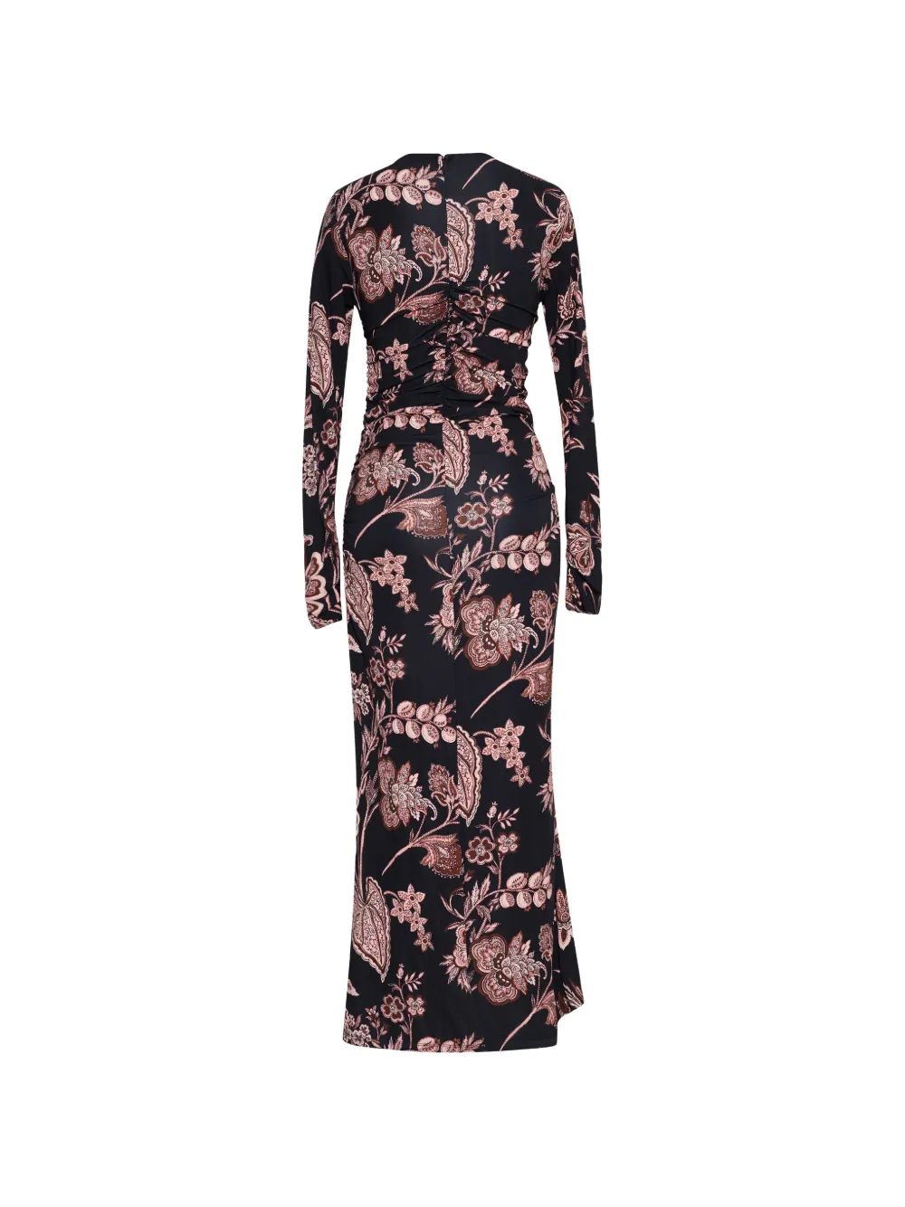 Cara Piermond maxi-jurk met bloemenprint en ruches Zwart