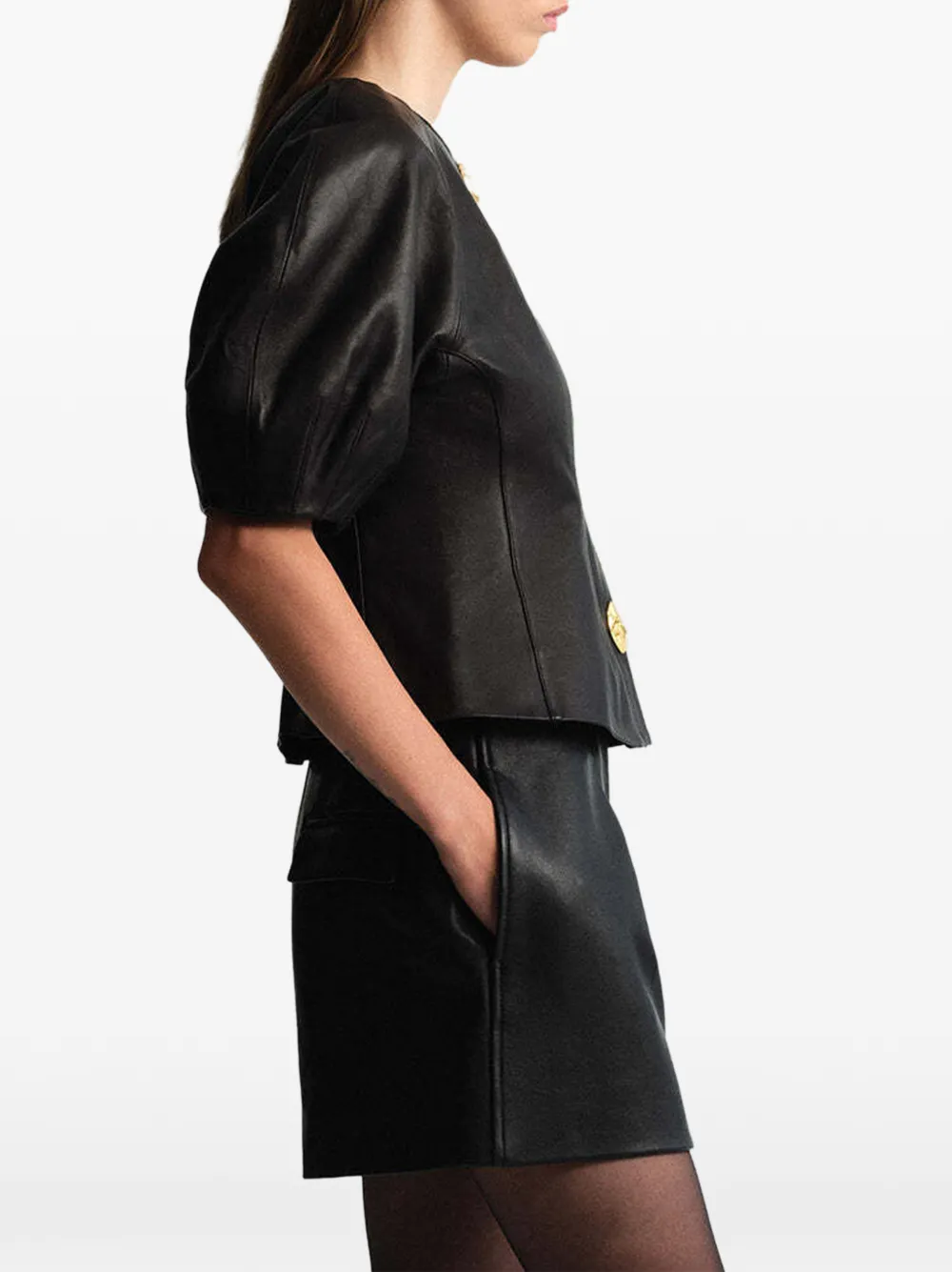 Cara Eliana leren shorts Zwart