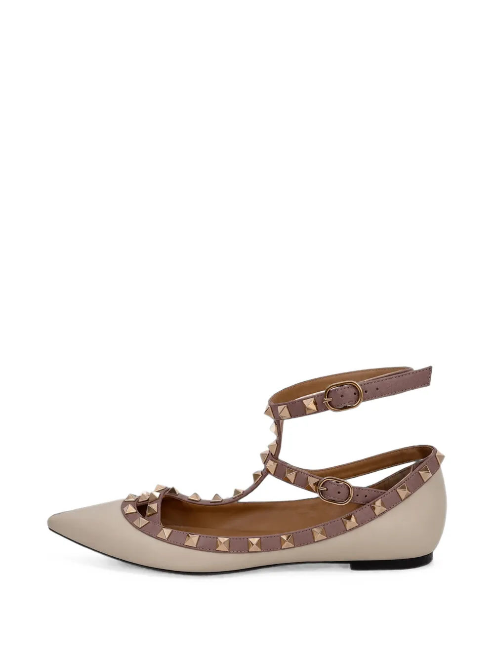 Valentino Garavani Pre-Owned Rockstud caged ballet flats - Toni neutri