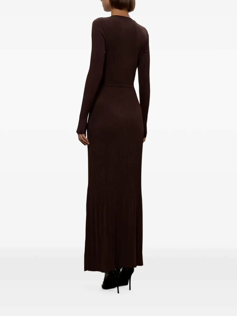 TWINSET Gebreide straight midi-jurk met ceintuur Bruin