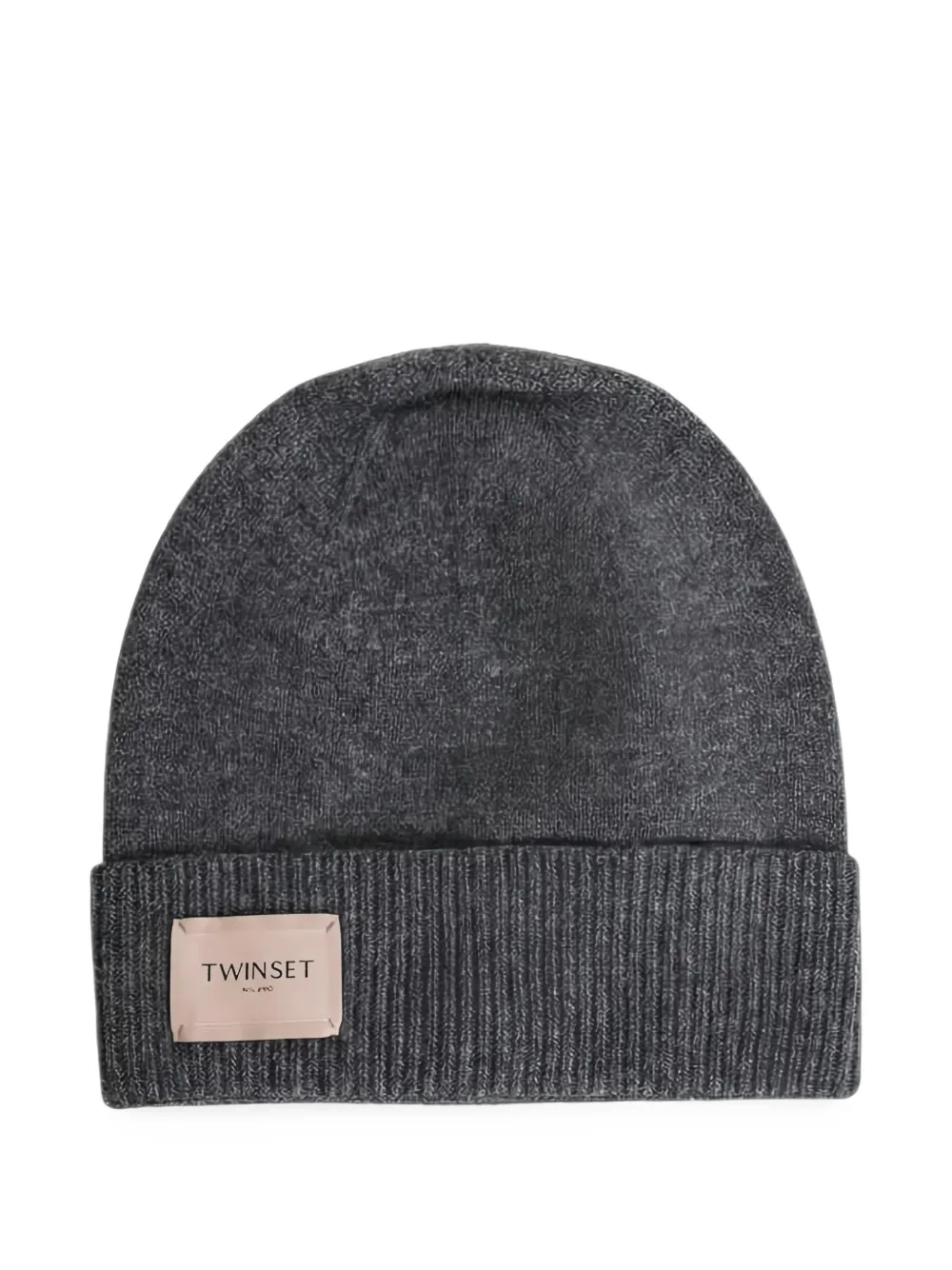 TWINSET logo-patch ribbed-trim beanie hat