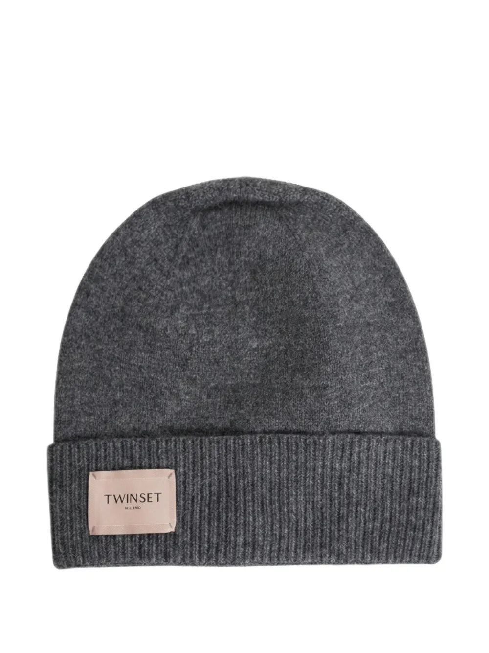 TWINSET bonnet à patch logo et bord nervuré - Gris TWINSET bonnet à patch logo et bord nervuré - Gris