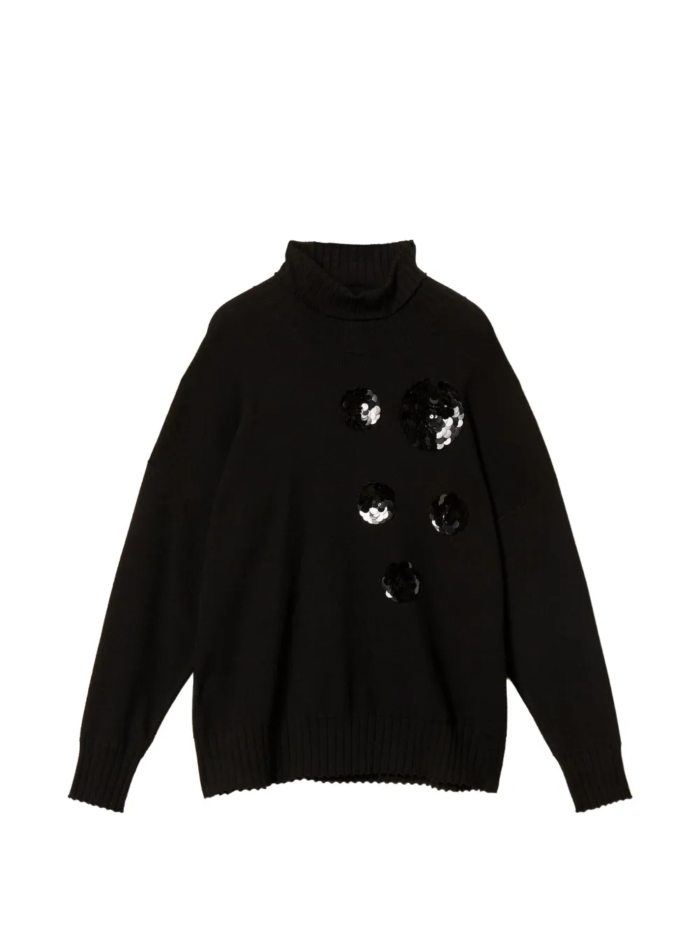 TWINSET Rollkragenpullover mit Stickerei - Schwarz