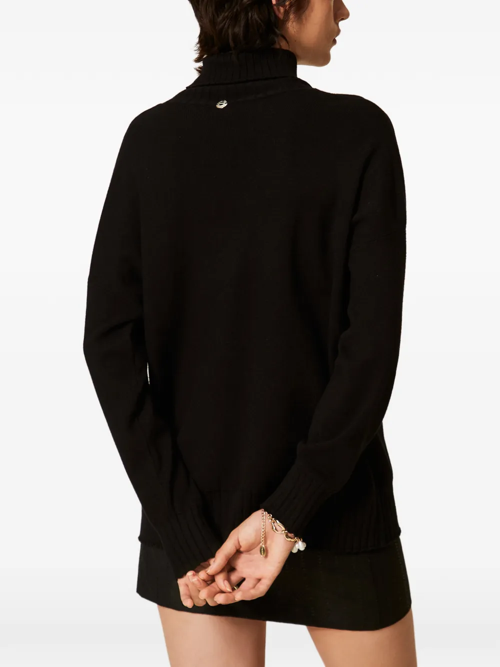 TWINSET turtleneck jumper with sequin embroidery Zwart