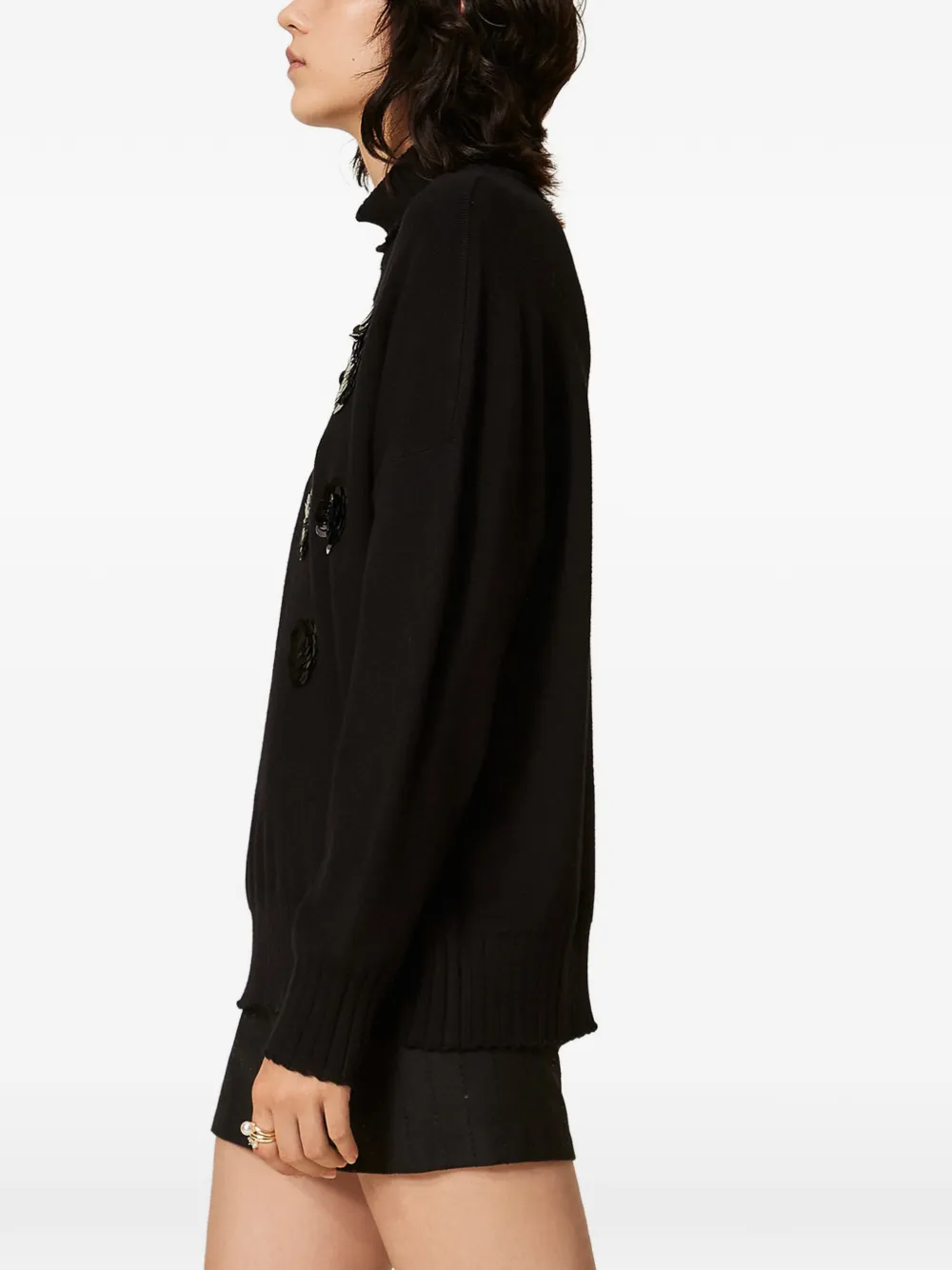 TWINSET turtleneck jumper with sequin embroidery Zwart