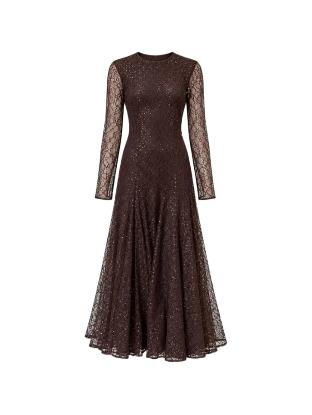 TWINSET sequin-embellished lace dress - Marron