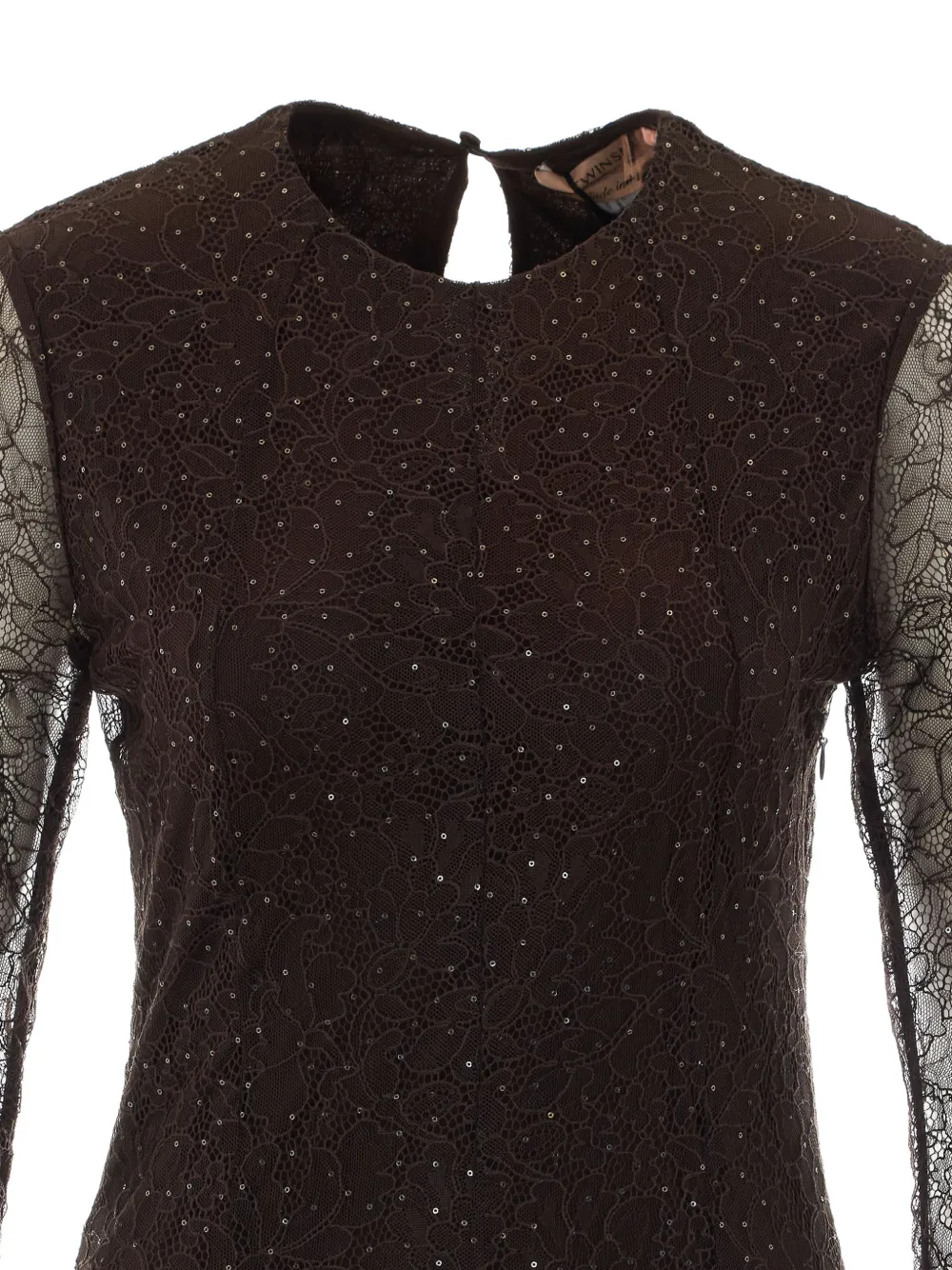 TWINSET Jurk verfraaid met pailletten en kant Bruin