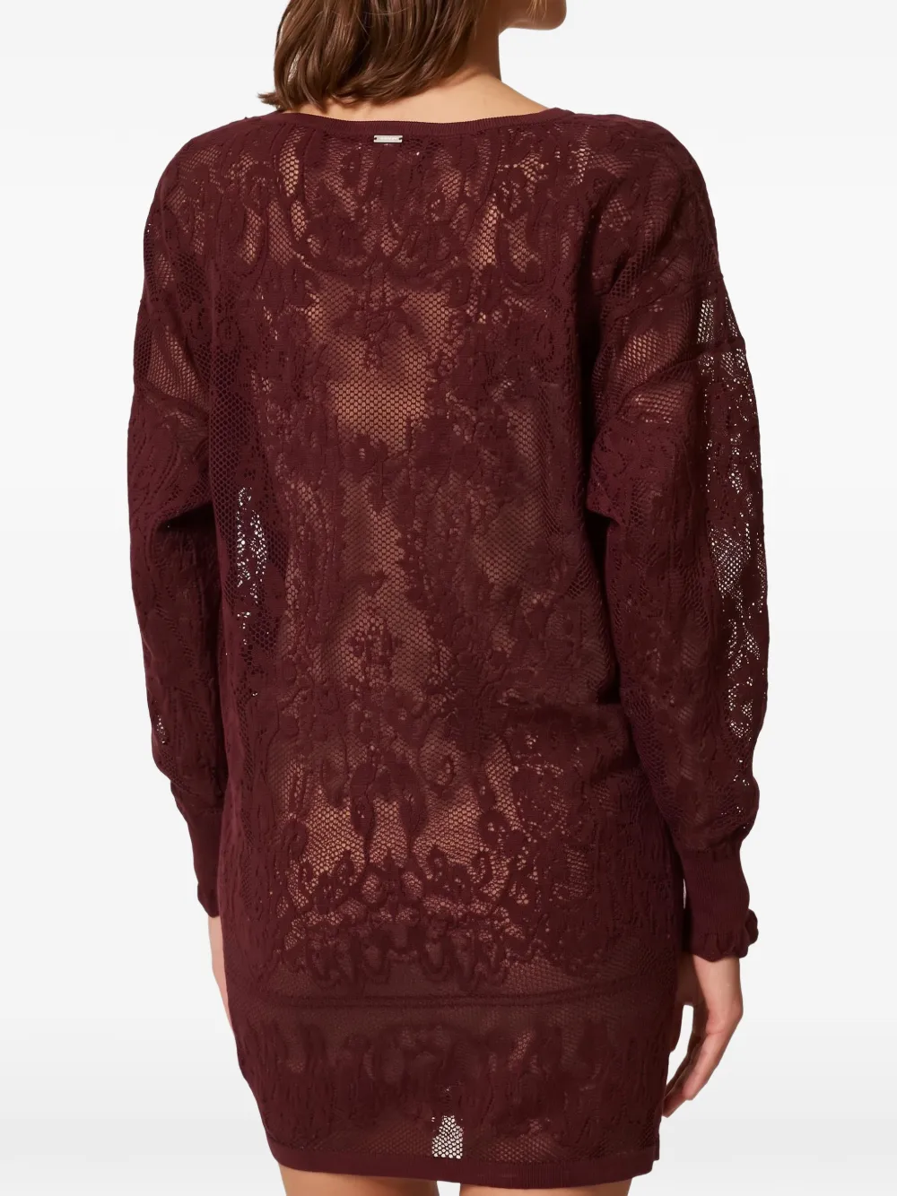 TWINSET Korte gebreide jurk met jacquard Rood