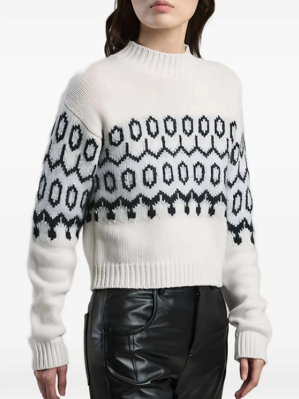 Eleventy Fair Isle knit sweater Beige