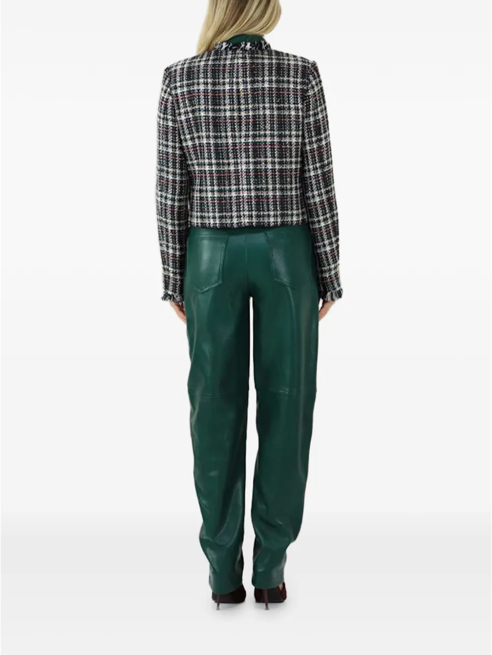 TWINSET Geruit jack met franjes Zwart