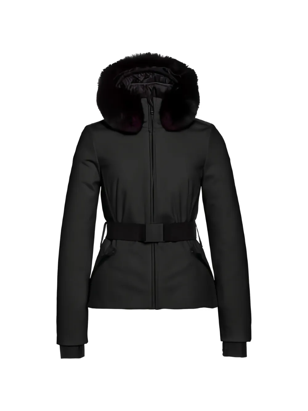 Goldbergh Hida faux fur-trim belted jacket Zwart