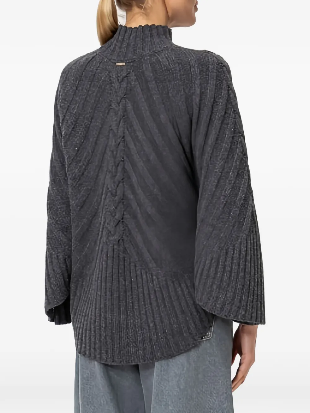 TWINSET Kabelgebreide trui met hoge hals Grijs