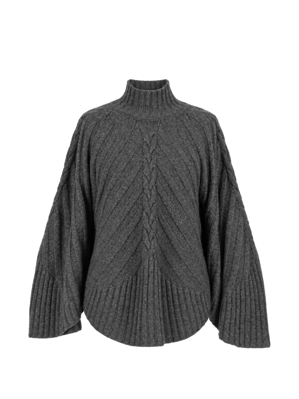 TWINSET Kabelgebreide trui met hoge hals Grijs