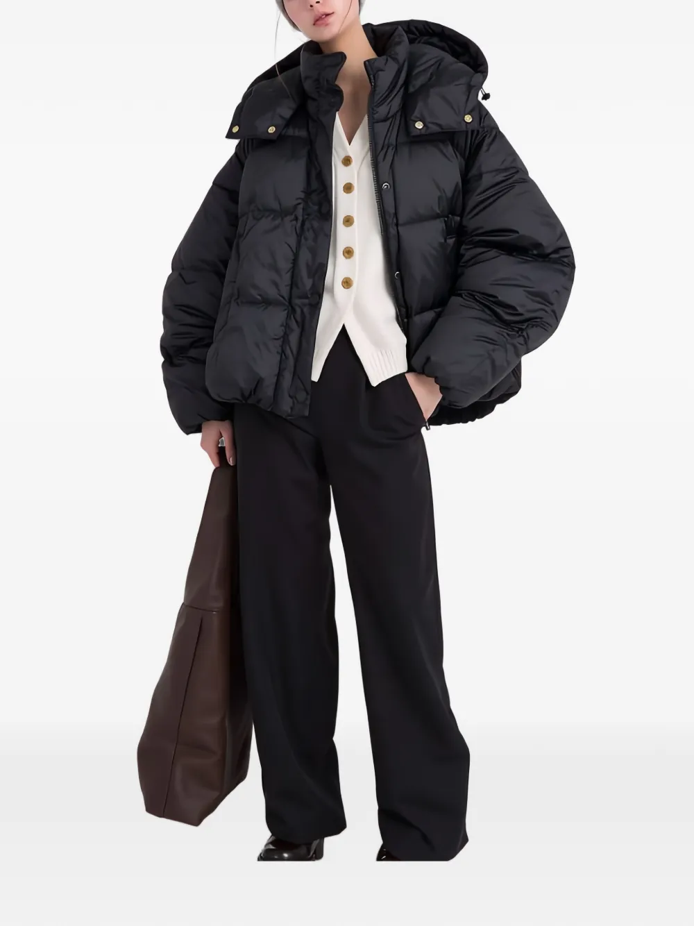 TWINSET Gewatteerd donsjack met capuchon Zwart