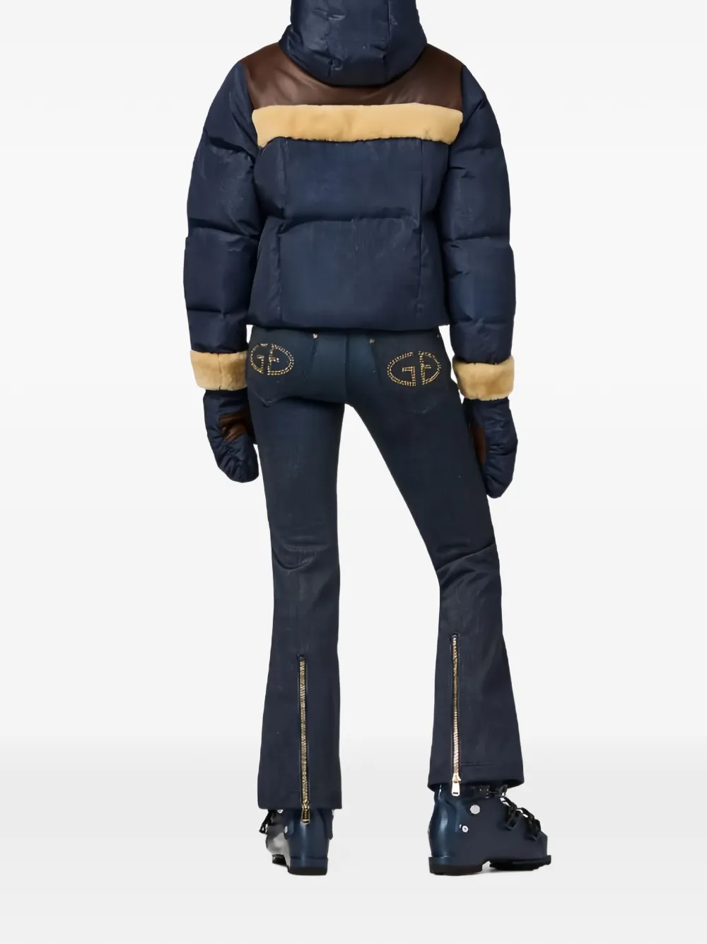 Goldbergh Kori shearling-trim puffer jacket Blauw