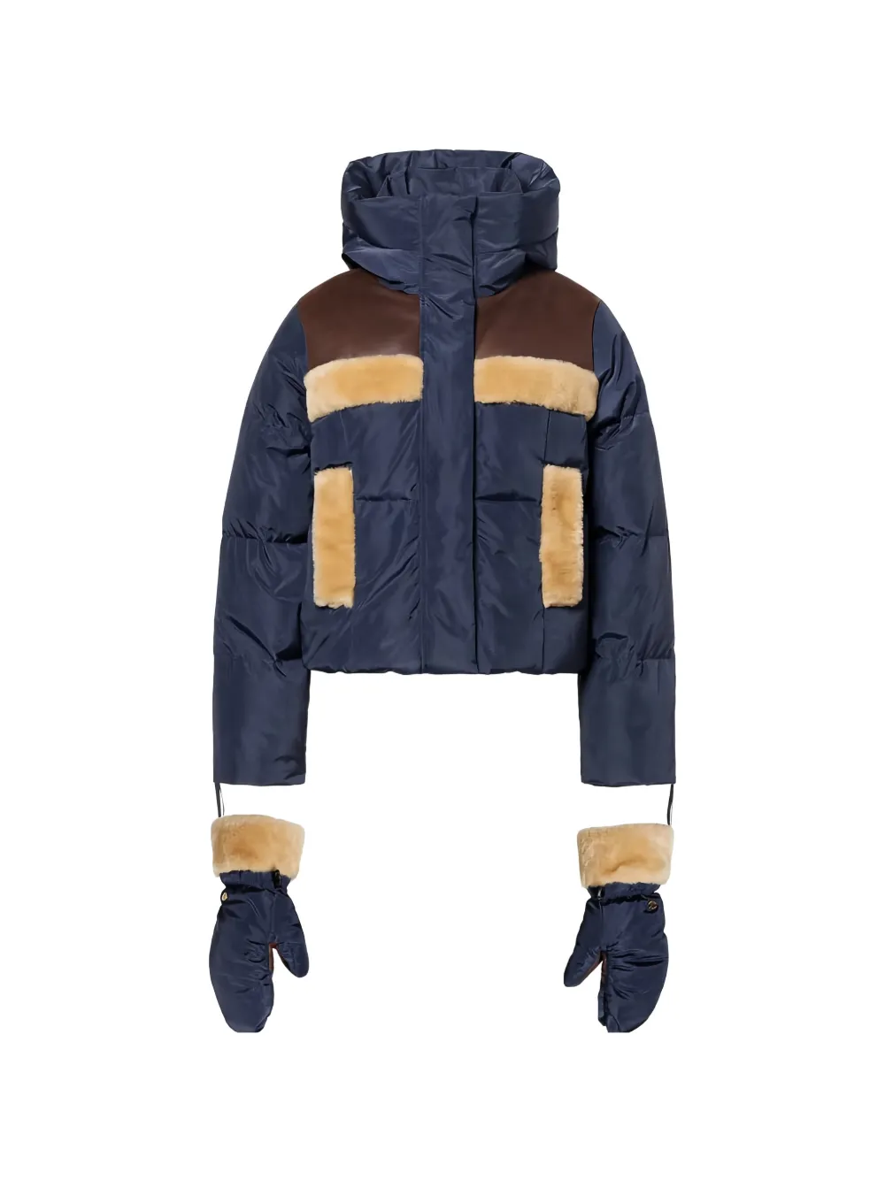 Goldbergh Kori shearling-trim puffer jacket - Blau