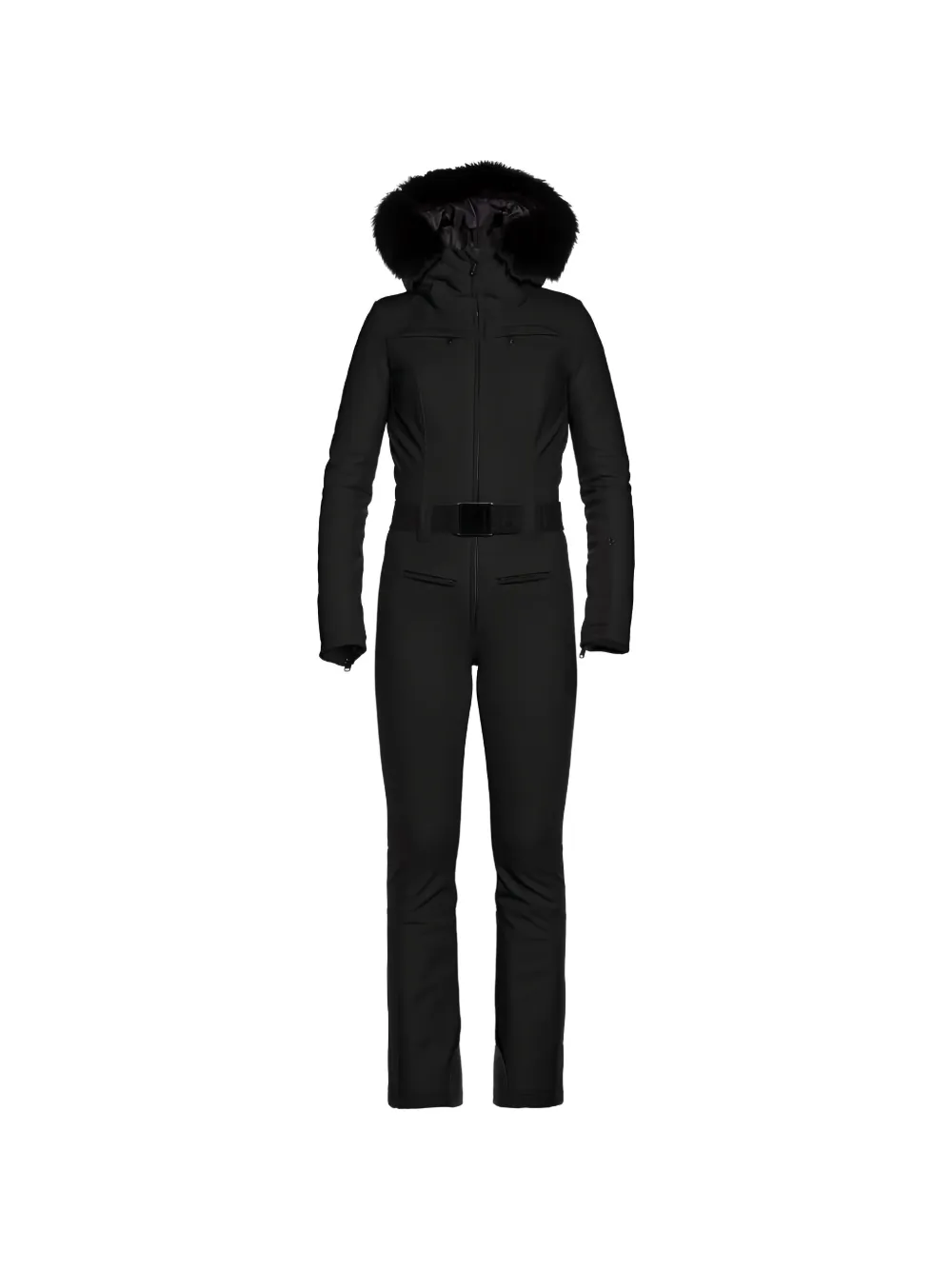 Goldbergh Parry belted faux-fur hooded ski suit Zwart