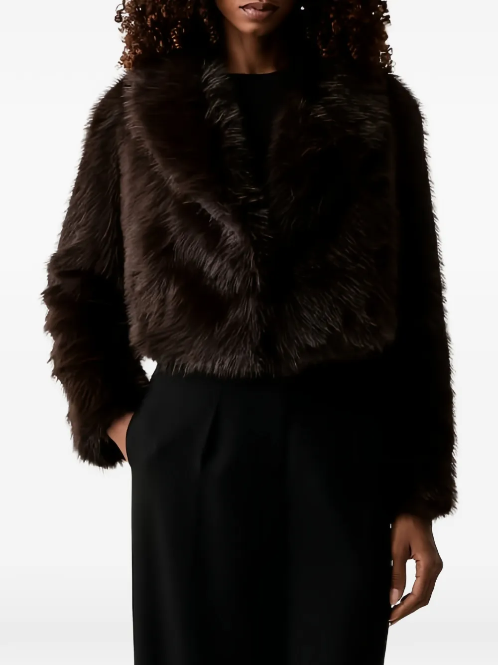 TWINSET faux-fur cropped jacket Bruin